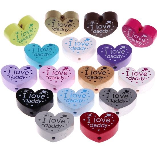 Perlina a forma di cuore con motivo "I love daddy"