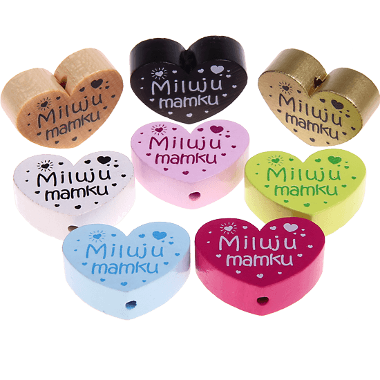 Perlina a forma di cuore con motivo "Miluju mamku"