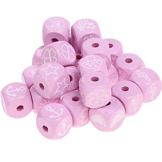 Rosa Geprägte Buchstabenwürfel 10 mm - Bilder