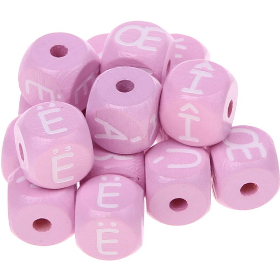Rosa Geprägte Buchstabenwürfel 10 mm - Französisch