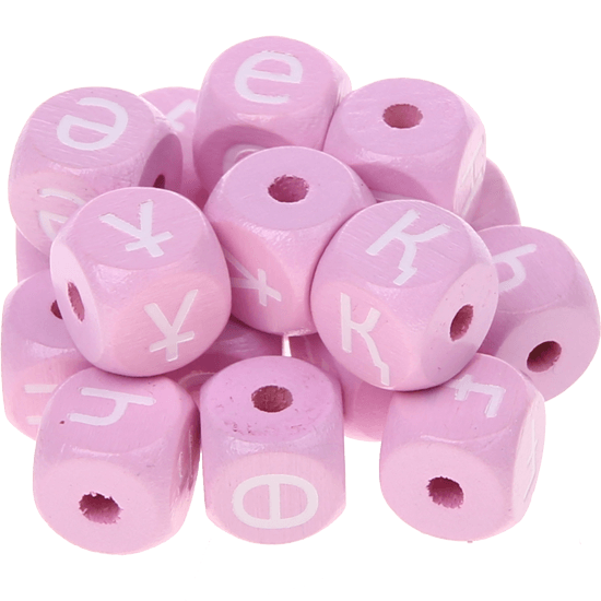 Rosa Geprägte Buchstabenwürfel 10 mm - Kasachisch