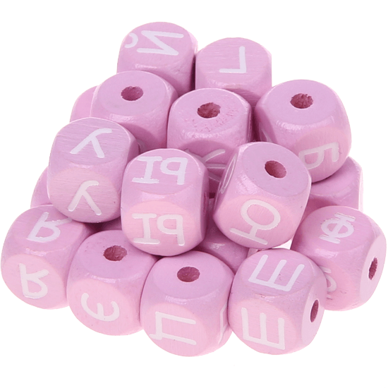 Rosa Geprägte Buchstabenwürfel 10 mm - Russisch