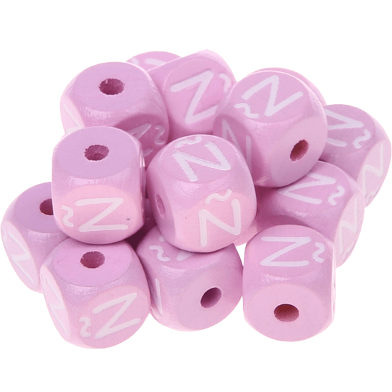 Rosa Geprägte Buchstabenwürfel 10 mm - Spanisch