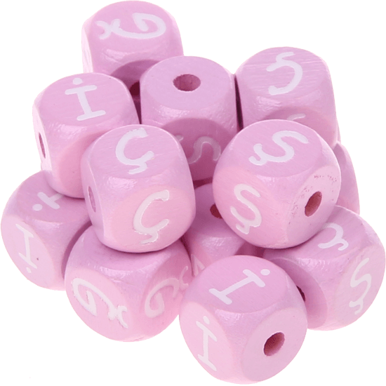 Rosa Geprägte Buchstabenwürfel 10 mm - Türkisch