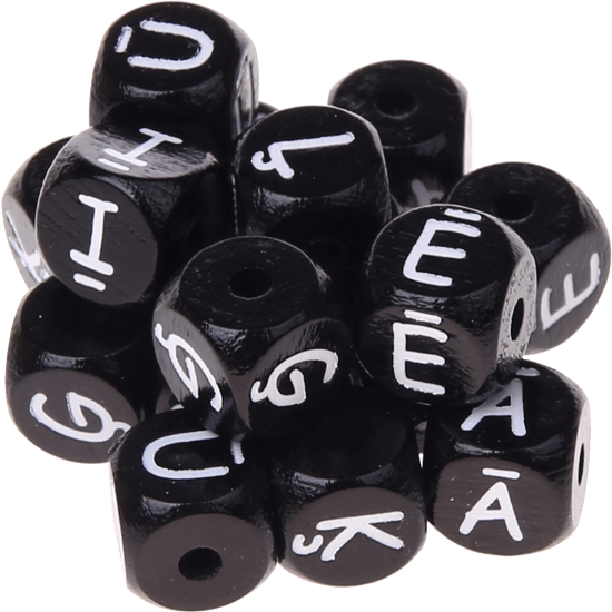 Dadi neri con lettere ad incavo 10 mm - Polacco