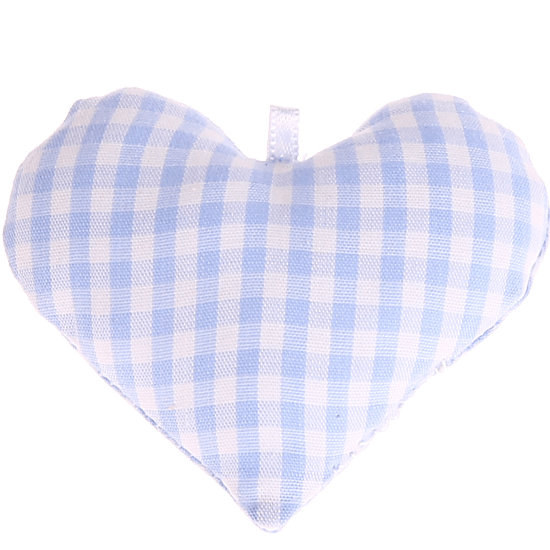 Cuoricino in tessuto a scacchi – Azzurro