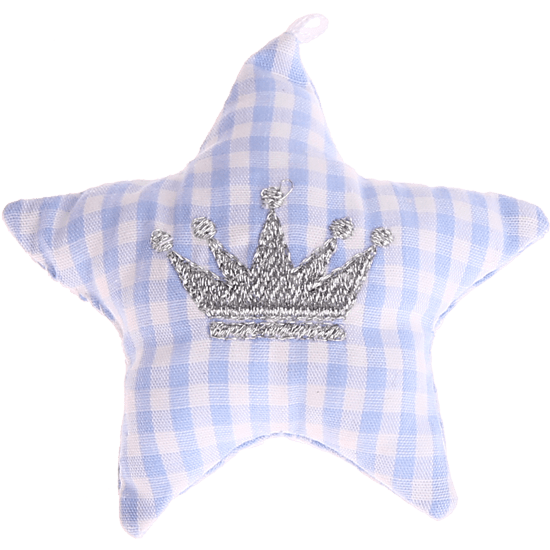 Stellina in tessuto con corona – Azzurro