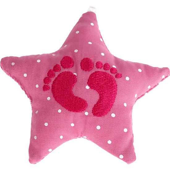 Stellina in tessuto con ''Piedini bebè'' – Rosa bambina