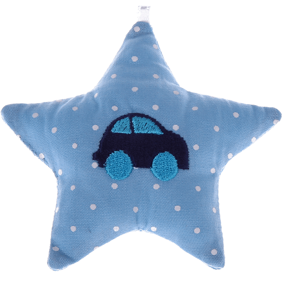 Stellina in tessuto con automobilina – Azzurro bambino