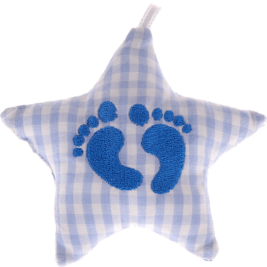 Stellina in tessuto con ''Piedini bebè'' – Azzurro bambino