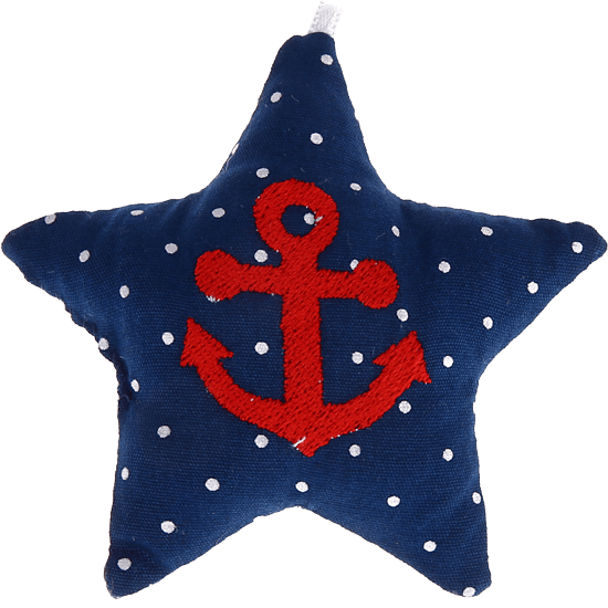 Stellina in tessuto con ancora – Blu