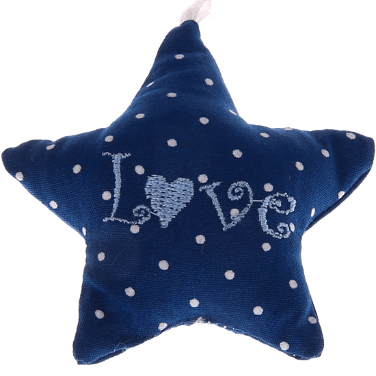 Stellina in tessuto ''Love'' – Blu
