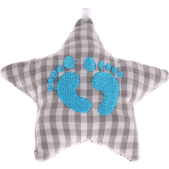 Stellina in tessuto con ''Piedini bebè'' – Grigio