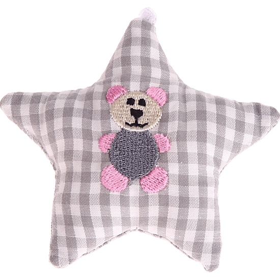 Stellina in tessuto con orsetto – Grigio