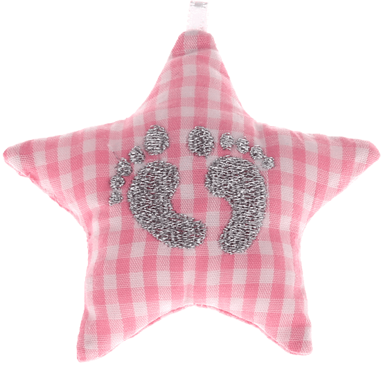Stellina in tessuto con ''Piedini bebè'' – Rosa