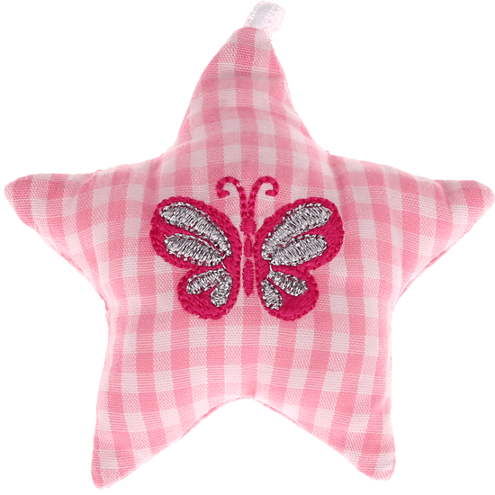 Stellina in tessuto con farfalla – Rosa