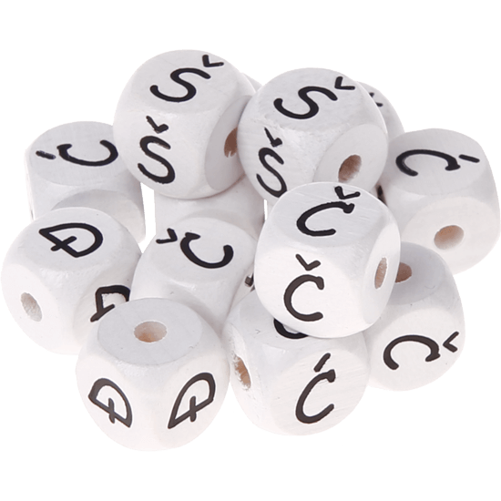 Dadi bianchi con lettere ad incavo 10 mm - Croato