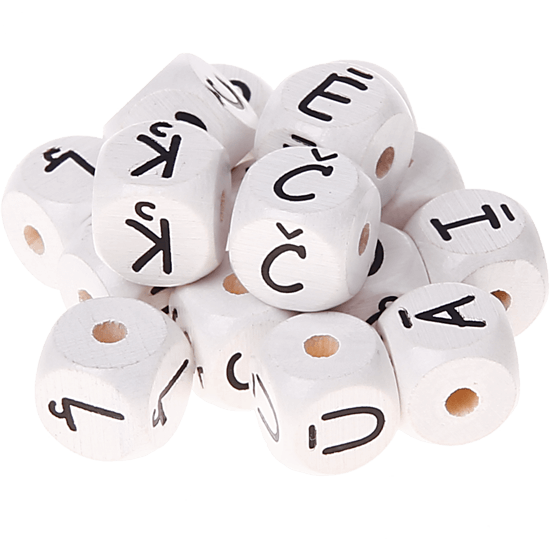 Dadi bianchi con lettere ad incavo 10 mm - Lettone