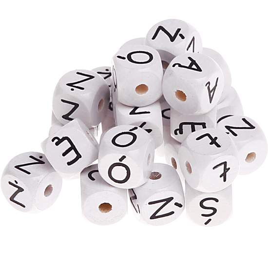 Dadi bianchi con lettere ad incavo 10 mm - Polacco